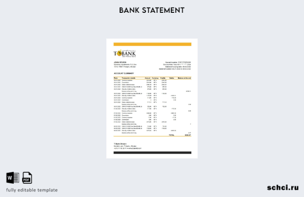цифровая загрузка шаблона Excel выписки по счету Бутана